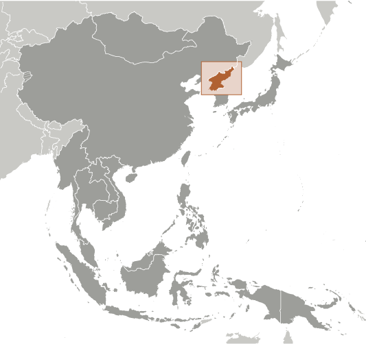 Map showing location of North Korea
