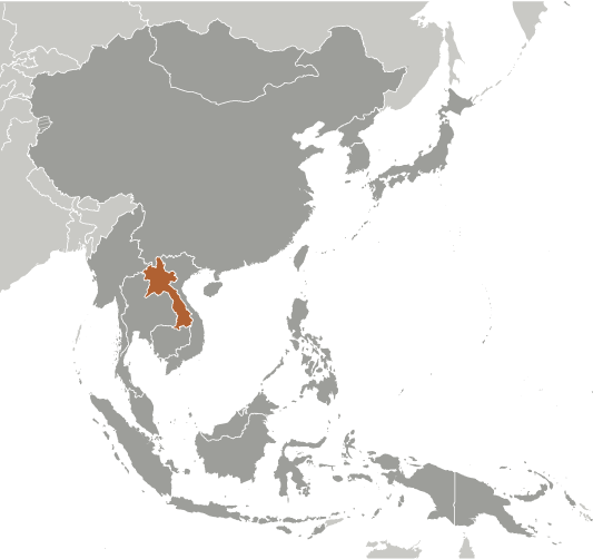 Map showing location of Laos