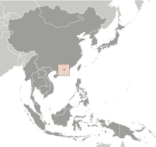 Map showing location of Macau