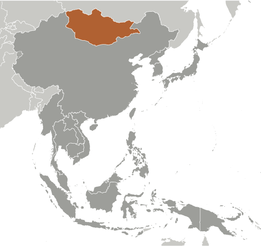 Map showing location of Mongolia