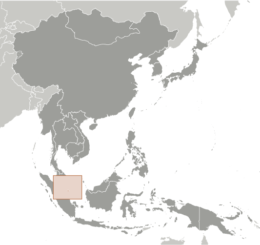 Map showing location of Singapore