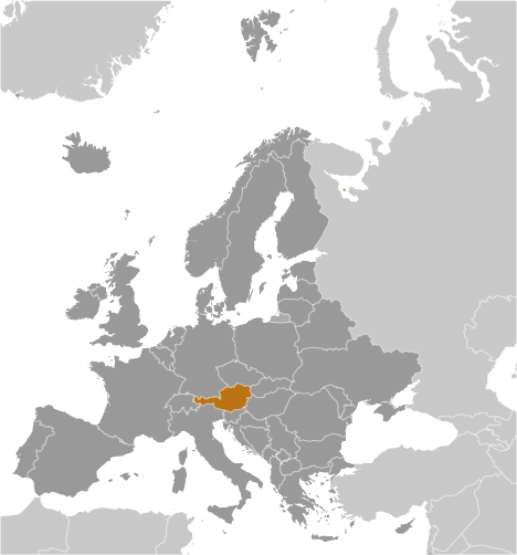 Map showing location of Austria