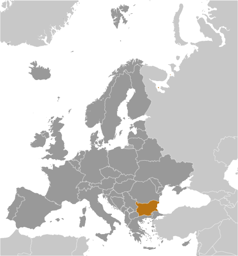 Map showing location of Bulgaria