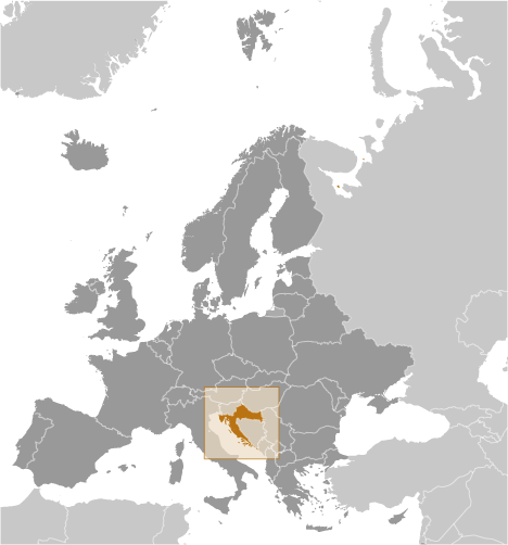 Map showing location of Croatia