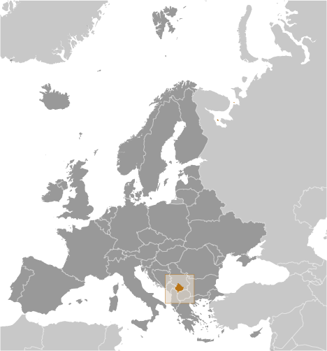 Map showing location of Kosovo