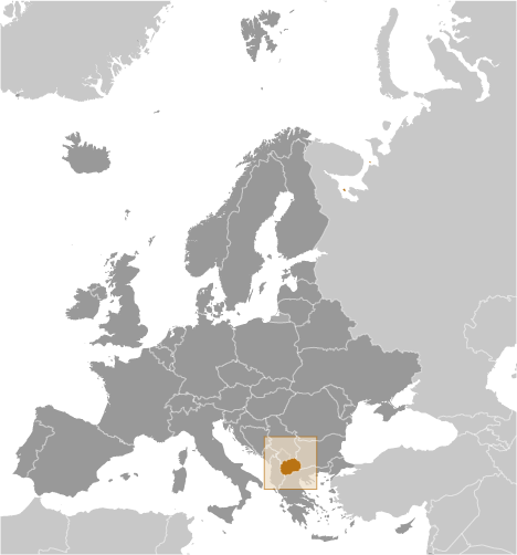 Map showing location of Macedonia