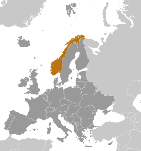 Map showing location of Norway