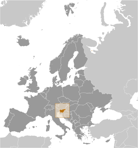 Map showing location of Slovenia