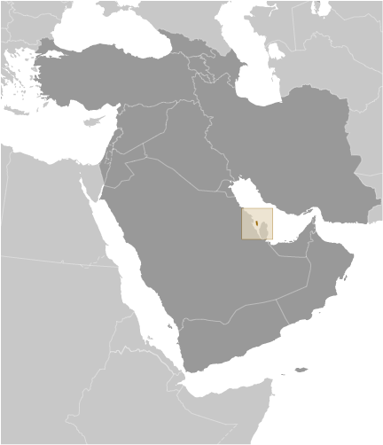 Map showing location of Bahrain