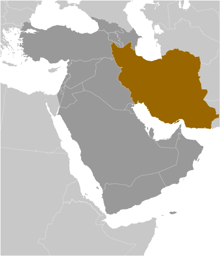 Map showing location of Iran