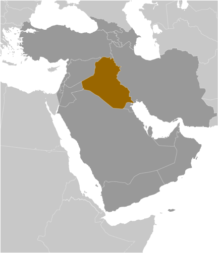 Map showing location of Iraq