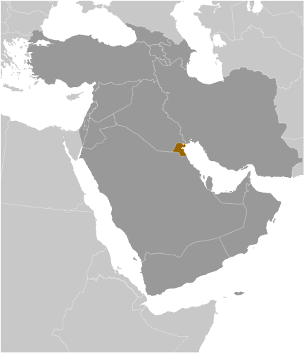 Map showing location of Kuwait