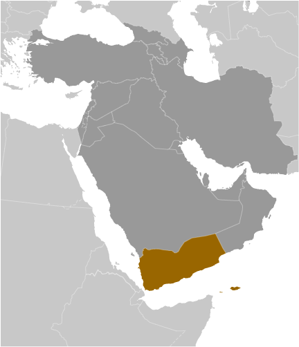 Map showing location of Yemen