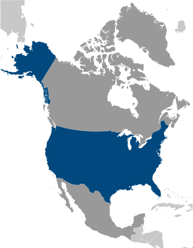 Map showing location of United States