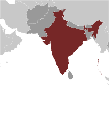 Map showing location of India