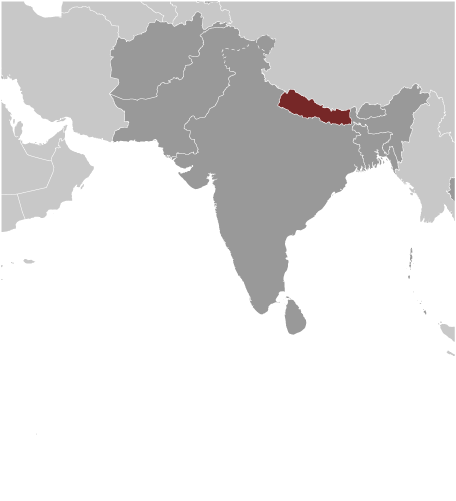 Map showing location of Nepal