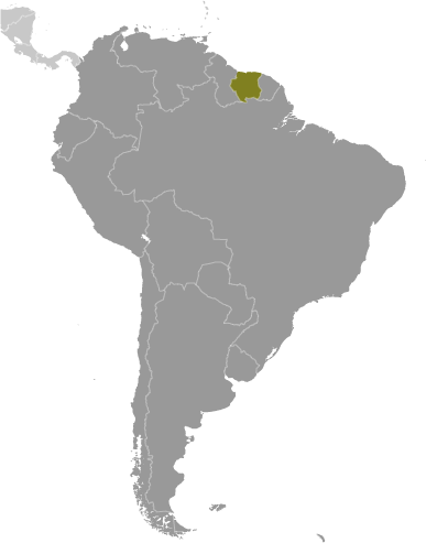 Map showing location of Suriname